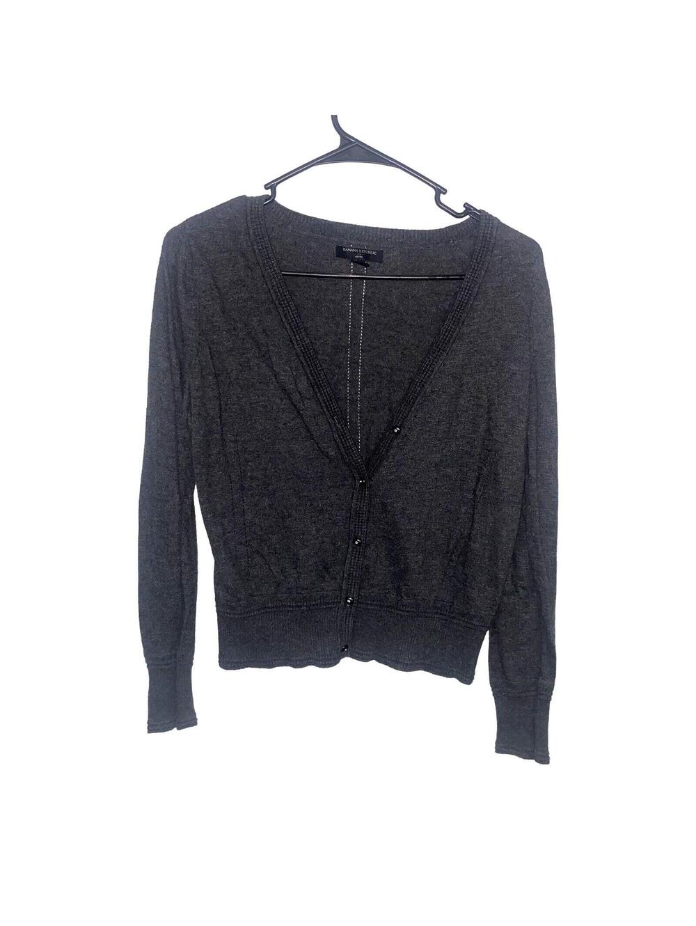 Banana Republic Gray Cardigan Minimalist Soft Girl Office Core Sweater